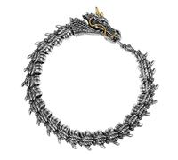 Flongo Pulsera Dragón Hombre Gótica: Brazalete Flexible de Acero Inoxidable Serpiente Vintage Punk Vikingo - Regalo Hombre Navidad Día del Padre Oro