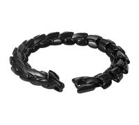 Flongo Pulsera Dragón Hombre Mujer: Pulsera de Acero Inoxidable Altamente Pulida Hecha a Mano - Regalos de Joyería Vikinga Negro