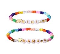 Flongo Pulsera Madre Hija Mujer: Pulsera Mamá y Yo de Flores de Colores Boho Elástica 2 Pezzi - Regalos Escolares Cumpleaños Día de La Madre Estilo B