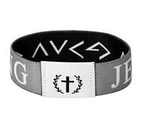Flongo WWJD Pulsera con chip NFC para hombre: versículo bíblico diario cruz pulsera elástica cristiana ajustable pulsera para hombres y mujeres Jesús regalo religioso para cristianos, Poliéster