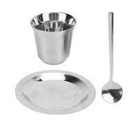 Floolinct Juego de tazas de café, tazas de café de doble pared, juego de tazas de acero inoxidable, con cuchara, vasos para café con leche, capuchino, leche, té, cerveza