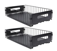 Floolinct Under Sink Organizer, 2 Pack Pull Out Cabinet Organizer Baskets, Storage Shelf for Home, Kitchen, Bathroom, Pantry, Office Cabinet, Countertop (Corta)