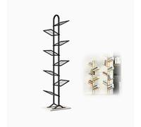 Floor Bookshelf Black Corner Bookshelf Gold 15.7x10x51in 15.7x10x63in Bookcase Decor,6 Floors 8 Floors Bookcase Metal,Stable Load-bearing Capacity,For Bedroom, Living Room Schools(Black,160cm/63in)