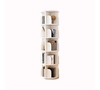 Floor Bookshelf Book Shelf For Bedroom Space Saving Bookshelf Rotating 360°bookcase For Small Spaces High-capacity,Approximately 40 Books Per Layer,Barrier And Installation Tools(White,5Layers)