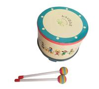 Floor Drum with 2 Mallets Percussion Instrument Rhythm Educational Musical Toy with Wood Stick Hand Enduring Kids Ground Drum Orff Tambourine