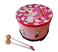 Floor Drum with 2 Mallets Percussion Instrument Rhythm Educational Musical Toy with Wood Stick Hand Enduring Kids Ground Drum Orff Tambourine