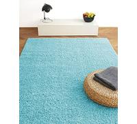 floor factory Alfombra Moderna Colors Azul Turquesa 160x230cm moqueta de Pelo Largo Shaggy al Precio súper económico