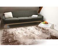 floor factory Alfombra Moderna Exclusiva Satin marrón Claro 160x230 cm moqueta de Pelo Alto Shaggy
