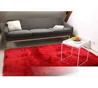 floor factory Alfombra Moderna Exclusiva Satin roja 140x200 cm moqueta de Pelo Alto Shaggy