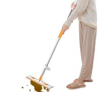 Floor Mop Cleaning, Flat Microfiber Mop, Wet Dry Reusable, Adjustable Telescopic Handle Cleaner, Quick Efficient Dust Removal for Hardwood, Bathroom, Apartment, Kitchen, 50x15x7 Cm