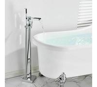 Floor-Mounted Bathroom Bathtub Faucet Freestanding Chrome Waterfall Bath Filler Faucet,