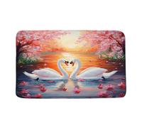 Floor Protector Pink Flower Tree Romantic Wild Animal Cherry Water Lake Doormat Suaves Felpudo Decorativo Antideslizante Alfombra Exterior para Puerta para Fiesta Jardín Cocina 60X40Cm