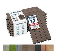 Floordirekt Baldosas de Patio WPC 60x30cm 1m² = 6 piezas para terrazas, balcones - suelo exterior con aspecto de madera, Clic Azulejos con función de drenaje | Marrón oscuro | Royal