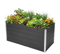 Floordirekt Bancal alto de 150 x 70 x 75 cm, antracita WPC, resistente a la intemperie y fácil de limpiar sobre pilotes para jardín, balcón o terraza - Casos