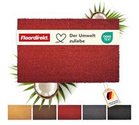 Floordirekt Felpudo para interior y exterior, 100x100 cm Rojo, Alfombrilla de puerta de coco, Felpudo atrapa suciedad para puerta principal, felpudo antideslizante, alfombrilla de coco, limpiapiés