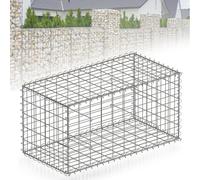 Floordirekt Gabione, Cesta de piedra de metal, 100 x 50 x 50 cm, cesta de alambre galvanizado con malla de 5 x 10 cm, pared de piedra como valla de jardín, rejilla de gaviones como protección visual