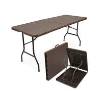 Floordirekt - Juego de mesa de cerveza plegable de plástico con asas, juego de mesa de cerveza, mesa de jardín, banco de cerveza (Miyako) 183 x 75 x 74 cm