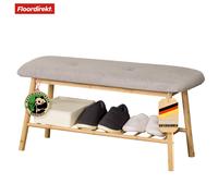 Floordirekt Montana Banco de Bancos de Bambú Gris con Organizador de Zapatos