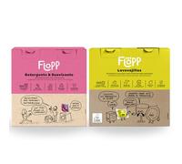 Flopp - Pack Lavavajillas Ecológico EU Ecolabel 110 Cápsulas + Detergente y Suavizante 4 en 1 100 Cápsulas | Limpieza Sostenible para Vajilla y Ropa | Vegano y Biodegradable