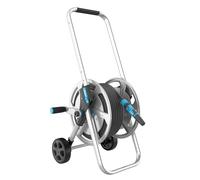 Flopro - Carro de manguera de metal resistente con ruedas de 50 m: marco fuerte para mayor estabilidad, mango ajustable y ruedas anchas. Completo con conectores de manguera SUPERGRIP y boquilla. Se