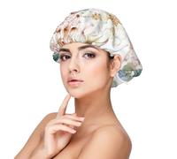 Flor Acuarela Pastel Botánico Rosa,Gorro de dormir de satén para adultos - Gorro de dormir elástico para mujer, cubrecabello nocturno