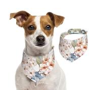 Flor Acuarela Pastel Botánico Rosa,Pañuelos de algodón para Perros, Bufandas Ajustables para Mascotas,M