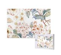 Flor Acuarela Pastel Botánico Rosa,Rompecabezas de Madera de 1000 Piezas para Adultos y Adolescentes.