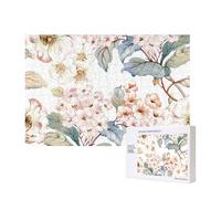 Flor Acuarela Pastel Botánico Rosa,Rompecabezas de Madera de 300 Piezas, Juego Familiar, Rompecabezas para Adultos, Adolescentes, decoración del hogar