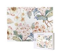 Flor Acuarela Pastel Botánico Rosa,Rompecabezas de Madera de 500 Piezas, Juego Familiar, Rompecabezas para Adultos, Adolescentes, decoración del hogar
