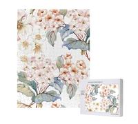 Flor Acuarela Pastel Botánico Rosa,Rompecabezas de Madera de 500 Piezas para Adultos y Adolescentes.