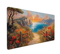 Flor Alfombrilla Escritorio XXL 1600x800x3mm Alfombrilla Ratón Gaming Atardecer, Mouse Pad Grande Impermeable, Base de Goma Antideslizante, Mousepad para Jugadores, Oficina, MacBook, PC, Model 670