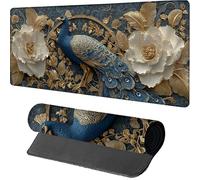 Flor Alfombrilla Ratón Gaming 1200x600x3mm, Alfombrilla Escritorio XXL Pavo Real, Mouse Pad con Base de Goma, Protector Escritorio con Bordes Cosidos, Desk Mat para Gamer, Oficina, PC, Gaming, 5-1917