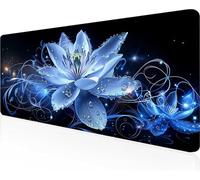 Flor Alfombrilla Ratón XXL 100 x 50 cm, Mouse Pad Negro Alfombrilla Ratón Gaming con Superficie Suave y Base de Goma Antideslizante, Gaming Mousepad Mejora La Precisión y La Velocidad PjY3517 C-Y