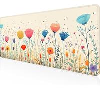 Flor Alfombrilla Ratón XXL 1400x600x3mm, Mouse Pad Amarillo Alfombrilla Ratón Gaming con Superficie Suave y Base de Goma Antideslizante, Gaming Mousepad Mejora La Precisión y La Velocidad PjY449 G-B