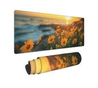 Flor Alfombrilla Raton XXL 600x300x3mm Mouse Pad, Atardecer Alfombrilla Ratón Gaming Impermeable Mouse Pad con Base de Goma Antideslizante y Bordes Cosidos para Computadoras, Oficinas Y Hogares 0E-445