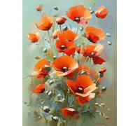 Flor Amapola Pintar por Numeros Adultos, Pintura por Numeros Niños, Manualidades Adultos, DIY Kit de Pintura al óleo de Lienzo, con Pinceles, Decoración Hogar Regalo 20x30cm (Sin Marco) s0ji-271