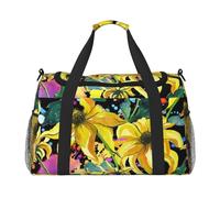 Flor Amarilla Colorida,Bolsas Deportivas, Bolsos de Viaje Deportivos Cruzados de Mano, Bolsas de Viaje de Gran Capacidad para Mujeres y Hombres.