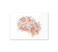 Flor anatomía cráneo corazón cerebro estómago carteles nórdicos e impresiones cuadro sobre lienzo for pared cuadros de medicina decoración habitación médico(E,A4 21X30 cm Unframed)