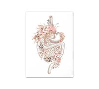 Flor anatomía cráneo corazón cerebro estómago carteles nórdicos e impresiones cuadro sobre lienzo for pared cuadros de medicina decoración habitación médico(L,30X40 cm Unframed)