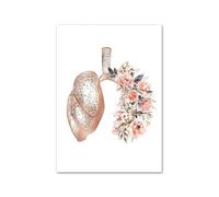 Flor anatomía cráneo corazón cerebro estómago carteles nórdicos e impresiones cuadro sobre lienzo for pared cuadros de medicina decoración habitación médico(B,60X80 cm Unframed)