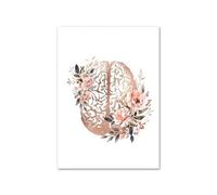 Flor anatomía cráneo corazón cerebro estómago carteles nórdicos e impresiones cuadro sobre lienzo for pared cuadros de medicina decoración habitación médico(C,50X70 cm Unframed)