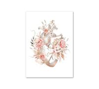 Flor anatomía cráneo corazón cerebro estómago carteles nórdicos e impresiones cuadro sobre lienzo for pared cuadros de medicina decoración habitación médico(D,60X90 cm Unframed)