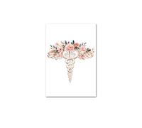 Flor anatomía lienzo impresión corazón pulmones cráneo órgano pared cartel estetoscopio arte pintura educación médica decoración imagen(Picture E,50x70cm No Frame)