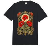 Flor Art Nouveau de Amapola roja Comfort Colors Adult Heavyweight T-Shirt