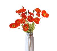 Flor Artificial, 5 Piezas Poppies Artificiales, Poppy Artificial Tallos de Flores Largas Poppy Artificial Para La Decoración Del Jarrón, Decoración Artificial Falsa Del Hogar Decoraciones (Naranja)