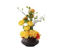 Flor Artificial Bonsai Artificial de 18.5 Pulgadas, Rosa de Seda Falsa, Flores Artificiales en florero para el hogar, Cocina, Mesa, Oficina, Boda, decoración de Fiestas Plantas de imitación