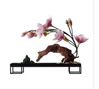 Flor Artificial Chino- Sala de Estar Hotel Villa Simulación de Madera Maciza Bonsái Floral, Planta en Maceta de Magnolia Artificial, Planta Artificial en Maceta Accesorios para el hogar Plantas de