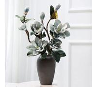 Flor Artificial Con Maceta, Orquídea Estilo Chino, Conjunto De Flores Artificiales De Magnolia Con Jarrón De Cerámica, Ramo De Flores De Seda Seca, Decoración Floral Artificial Para Sala De Estar, Or