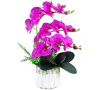 Flor Artificial Con Maceta, Orquídea, Mariposa Artificial De Pu, Flor De Orquídea Con Jarrón De Cerámica, Juego De Flores Artificiales De Escritorio Para Decoración De Oficina, Hogar Y Habitación, Or