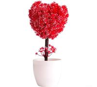 Flor artificial de seda de camelia, planta en maceta, arreglo de decoración del hogar con maceta en 7 colores, decoración floral falsa para centro de mesa (rojo)